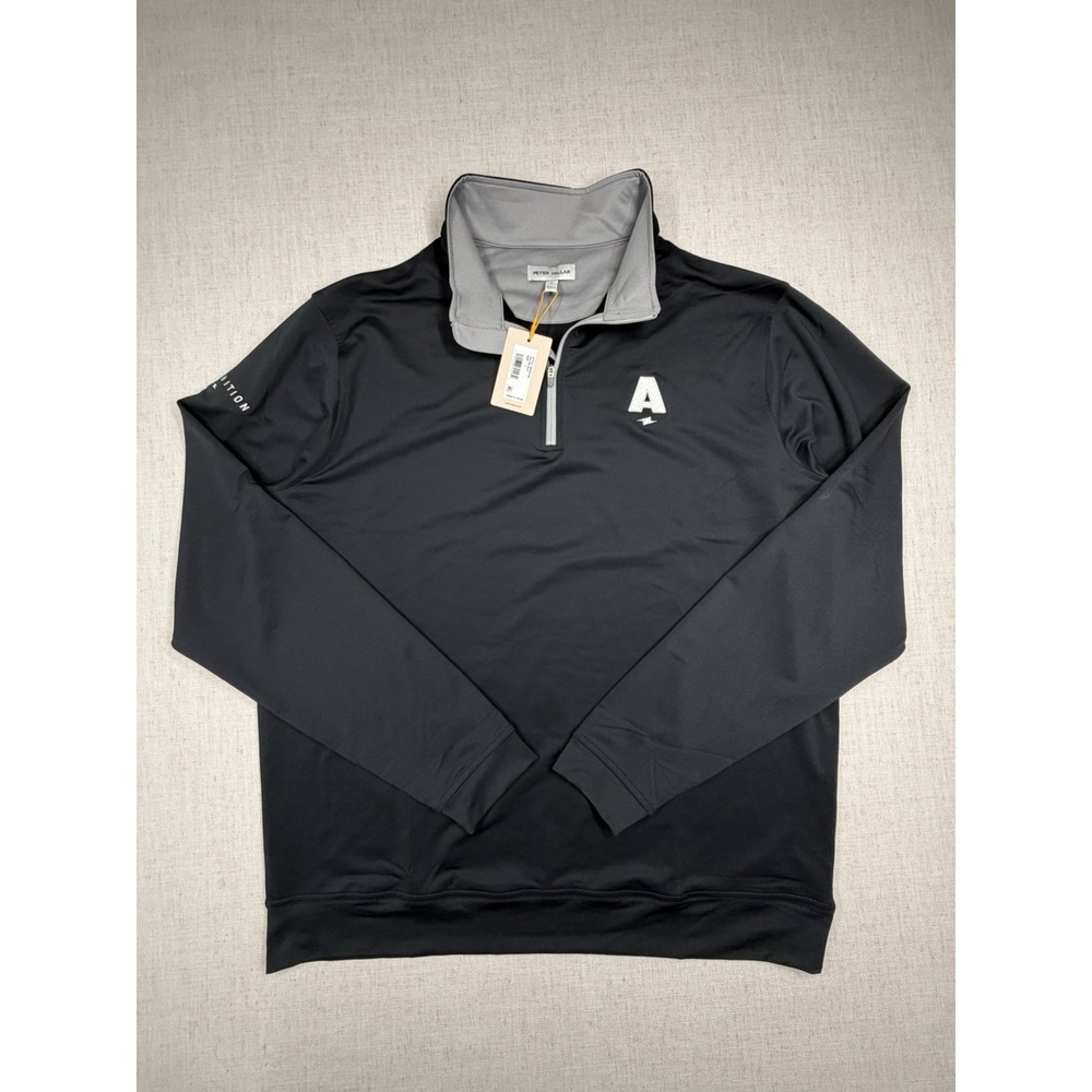 NWT Peter Millar Crown Sport 1/4 Zip Pullover Black Mens L Ammunition